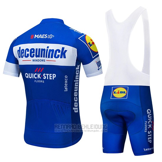 2019 Fahrradbekleidung Deceuninck Quick Step Blau Wei Trikot Kurzarm und Tragerhose - zum Schließen ins Bild klicken